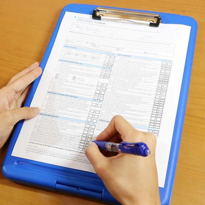 khodal A4 Clip Pad/Clipboard with Storage Case for exam pad Writing Pad, Plastic,(Set of 1, Dark Blue)
