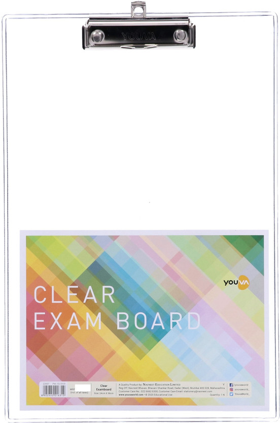 Youva Transparent Exam Board for students/artists-Fullscape-24 cm x 36 cm(Set of 1, White)