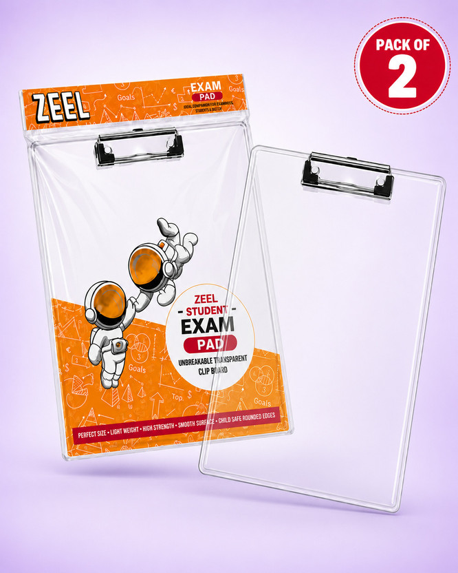 ZeelStationery Unbreakable Transparent Exam Pad, Writing Pad, Drawing Pad, Exam Clipboard(Set of 2, White)