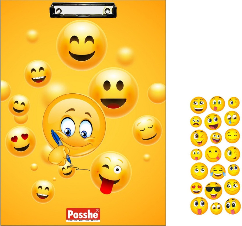 Posshe Smily Exam pad with Smily fancy Stiker Combo Pack for Unisex Kids(Set of 1, Yellow)