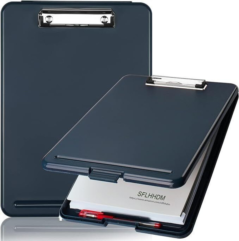 AQUATIDE A4 Clipboard with Storage Box, Pen Holder & Strong Clip – Durable File Folder(Set of 1, Black)
