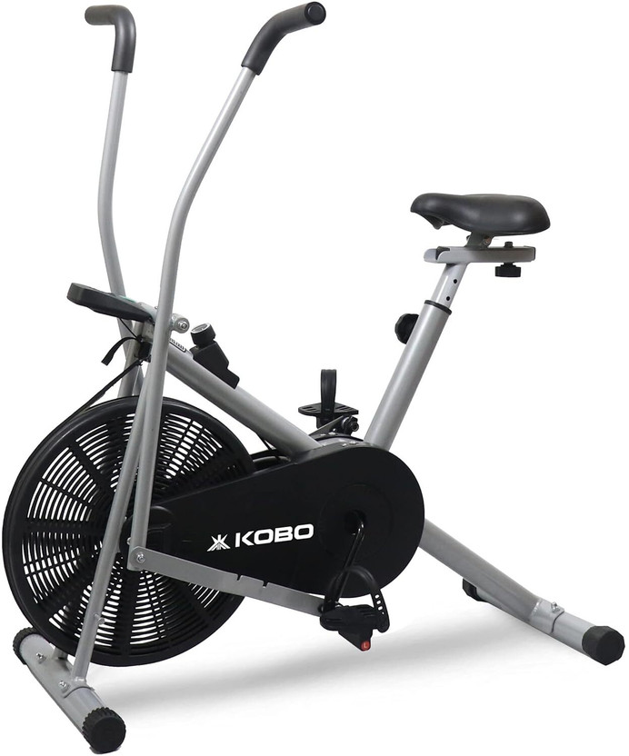 KOBO Dual Action Indoor Exercise Air Bike Cycle for Home Cardio Weight Loss Gym Workout Dual-Action Stationary Exercise Bike(Grey)