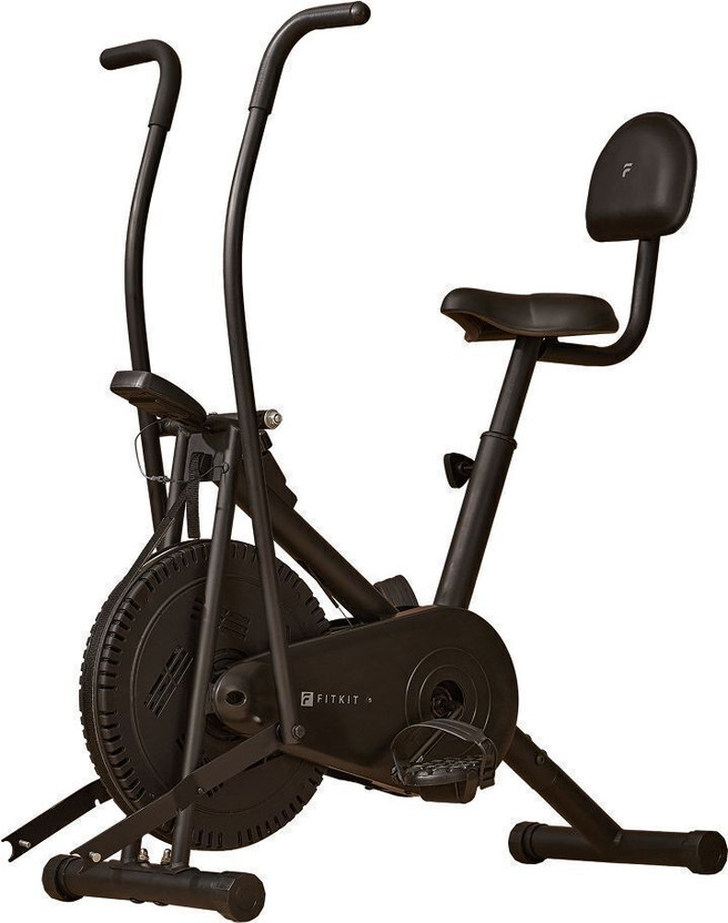 FITKIT 2-in-1 Air Bike Moving & Static Exercise Cycle Max user 120kg Home Use Exercise Dual-Action Stationary Exercise Bike(Black)
