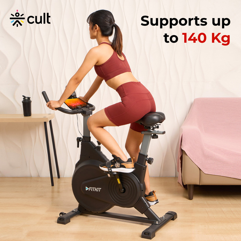 FITKIT by Cult FK7003 SpinBike 9Kg Flywheel Max Weight: 140kg Spinner Exercise Bike(Black)