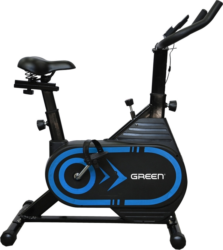 Green Spin Bike Pro Upright Stationary Exercise Bike Upright Stationary Exercise Bike(Black, Blue)