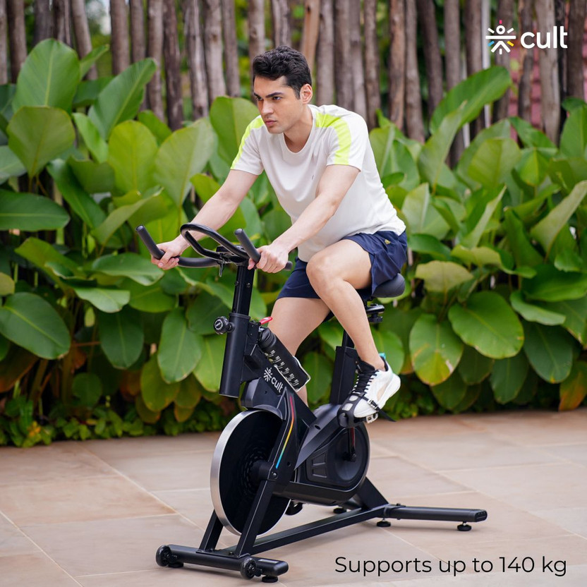 Cult Cult SmartSpinVolt Spin Bike | 10Kg Flywheel | 140kg Max Weight | Magnetic Resistance Spinner Exercise Bike(Multicolor, Black) - Flipkart Deal