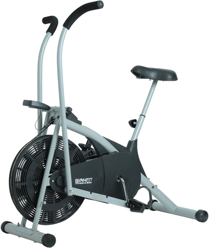 BIONFIT | Air Bike Fitness Cycle For Gym Curved Moving Best Cardio at Home Dual-Action Stationary Exercise Bike(Silver, Black)