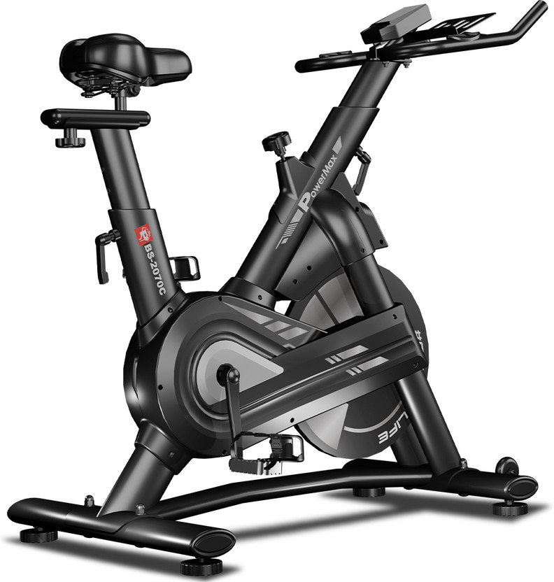 Powermax Fitness BS-2070C: 18kg Flywheel, Max user 170kg, 2pcs crank, Semi-Commercial Home Gym Dual-Action Stationary Exercise Bike(Black)