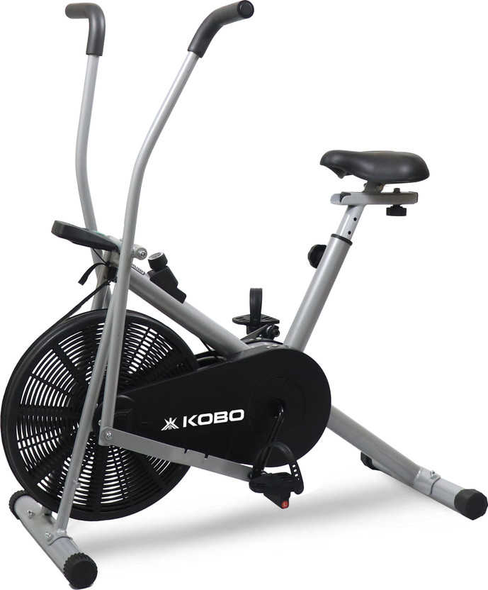 KOBO 2 in 1 Air Bike Exercise Cycle For Home 120 Kg User Weight Dual-Action Stationary Exercise Bike(Silver)