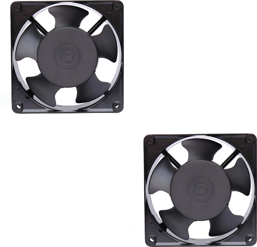 EXCELLION 5 Inch 24V AC, 36V DC Cooling Fan, Pack of 2 for Office, Kitchen, Server, Rack 120 mm Exhaust Fan(Black)