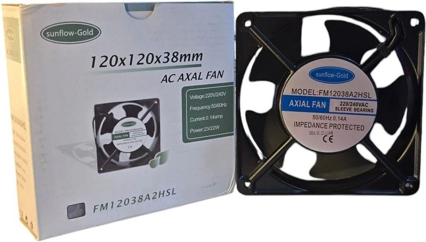 FANSDN Axial cooling Fan 120 x 120 x 38 mm 220 V AC Panel Fan 38 mm Exhaust Fan(BLACK)
