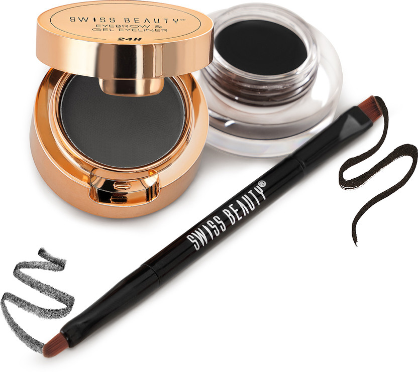 SWISS SWISS BEAUTY Waterproof Eyebrow & Gel Eyeliner 2 In 1 | Smudge Proof Long Lasting 7 g(Black) - Flipkart Deal