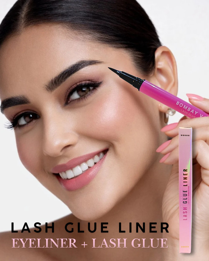 Bombay Vanity 2-in-1 Lash Glue Liner Pen | Strong Hold Waterproof Adhesive-(Pack 3) 1 g(Black)