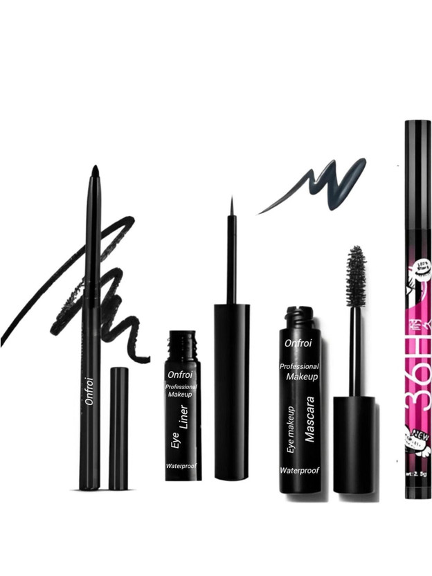 Onfroi Waterproof & Long Lasting Eyeliner
& Mascara pack of 4 16 ml(Black)