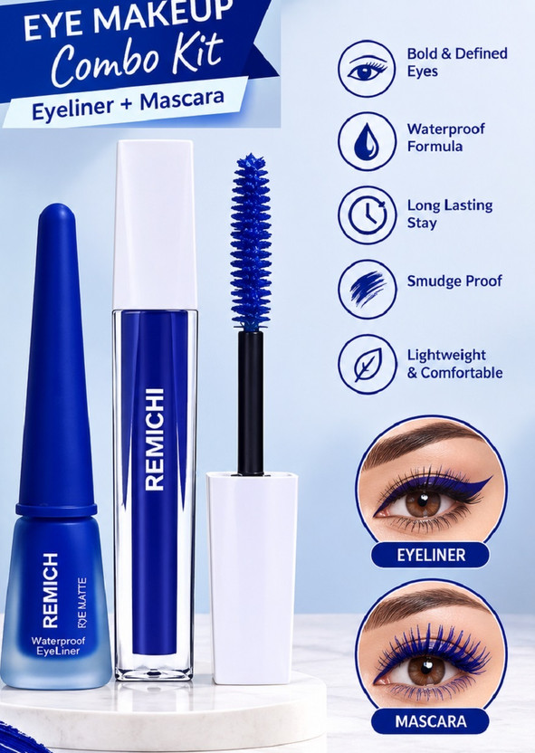 REIMICHI REIMICHI 2-in-1 Eyeliner & Mascara Set for Beautiful Eye Makeup 12 ml(BLUE) - Flipkart Deal