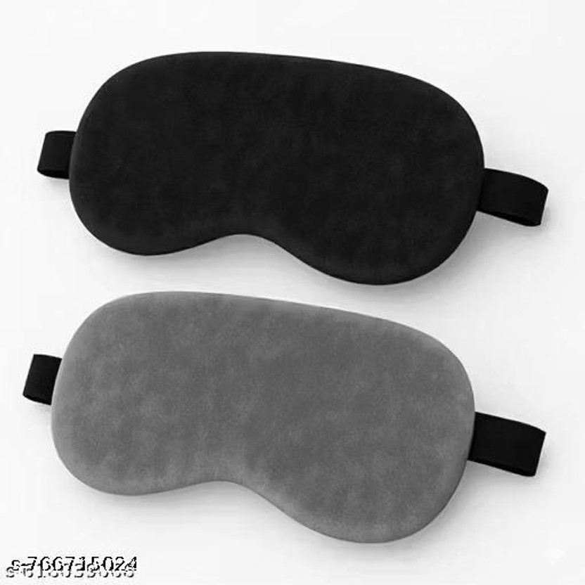Emutz Eye Mask Super Smooth, Secure Fit (Black, Grey) (Pack Of 2) (2 g)(2 g)