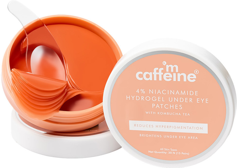 mCaffeine 4% Niacinamide Hydrogel Under Eye Patches with Kombucha Tea for Pigmentation(45 g)