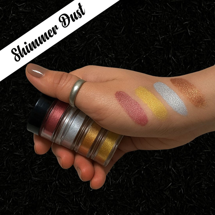 VOZWA Eyeshadow Loose Pearl Pigment Shimmer Dust | Highly Pigmented | Blends Easily 10 g(Golden, Copper, Silver, Maroon)