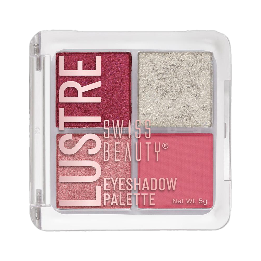 SWISS BEAUTY Lustre Eyeshadow Palette 4 Pigmented Shades Matte Shine Longlasting 5 g(Rose n Petals)