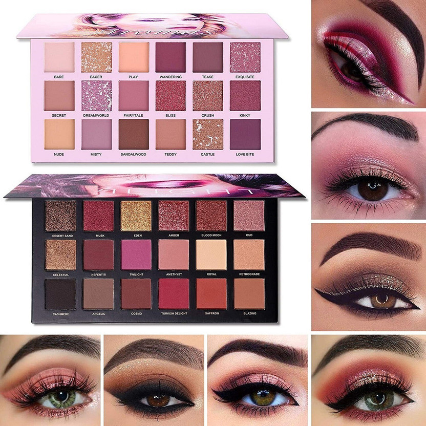 Blush Blush Bronze Beauty Promo Rose Gold & Nude Eyeshadow Palette + Makeup Brushes & 2 EyeLashes 36 g(The Swiss Glitter Shimmer Pigmented Eye Shadow Edition) - Flipkart Deal