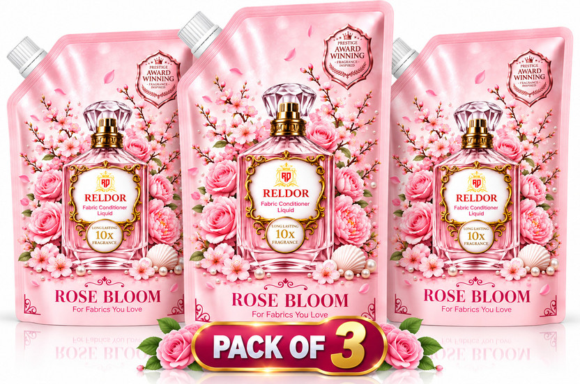 RELDOR Rose Bloom Fabric Conditioner Liquid – Long Lasting Fragrance, 10X Fragrance(3 L)