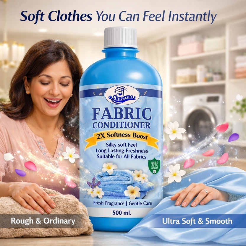 Clinermax Fabric Conditioner Liquid 500ml | Advanced Soft Fabric Care & Freshness(500 ml)