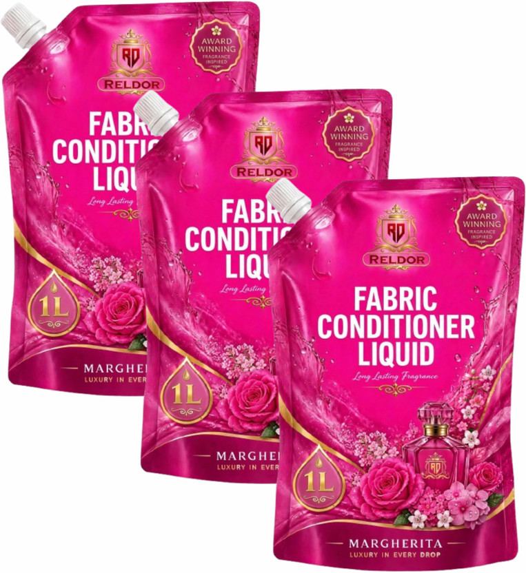RELDOR After Wash Fabric Conditioner, Lilly Fresh ! freshness and lasting fragrance,(3 x 1 L)