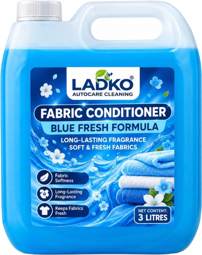 Ladko Blue Fabric Conditioner | Softener Liquid | Long Lasting Fragrance | Clothes(3000 ml)