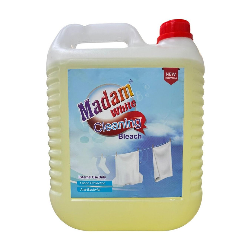 Madam Cleaning Bleach - 5L |Kills 99.99 % Germs||Tough Stain Remover||Whitens Clothes| Fabric Whitener(5000 ml)