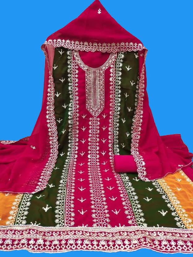 LADYPOTION Georgette Embroidered Salwar Suit Material