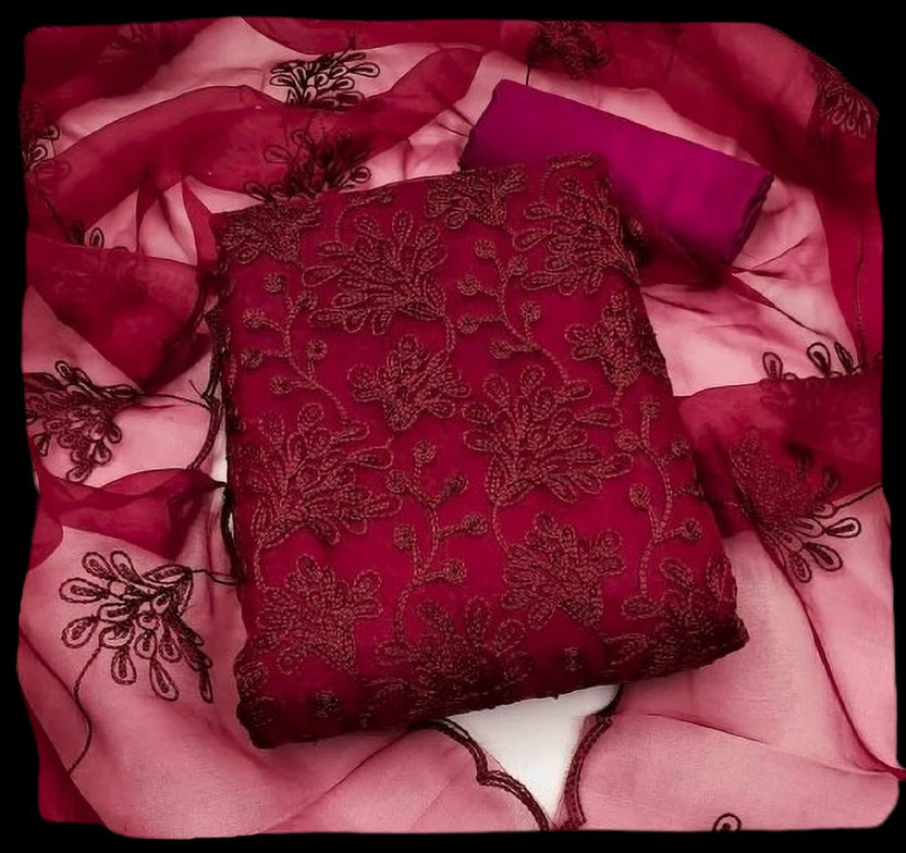 Stylebhawani Net/Lace Embroidered Salwar Suit Material