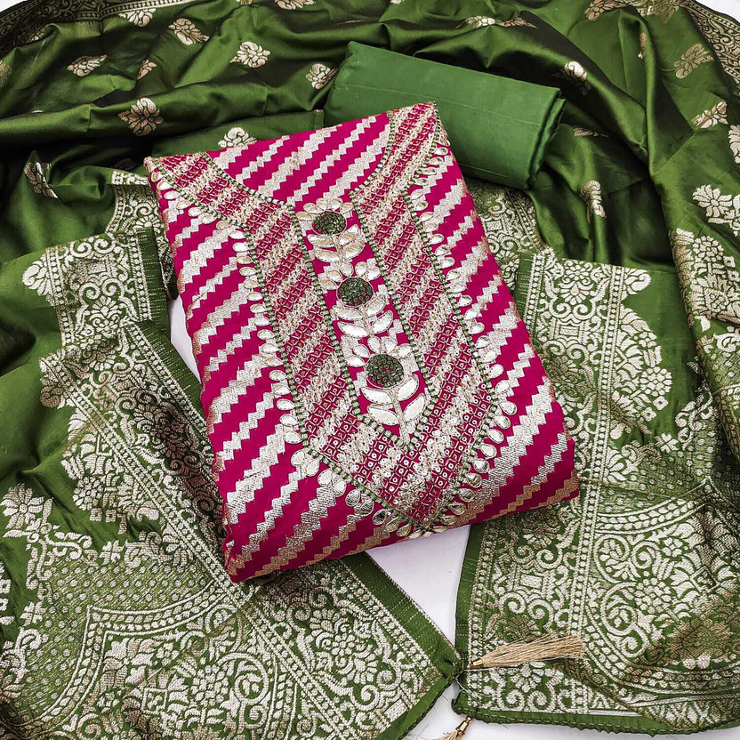 JPBANNA Chanderi Floral Print Salwar Suit Material