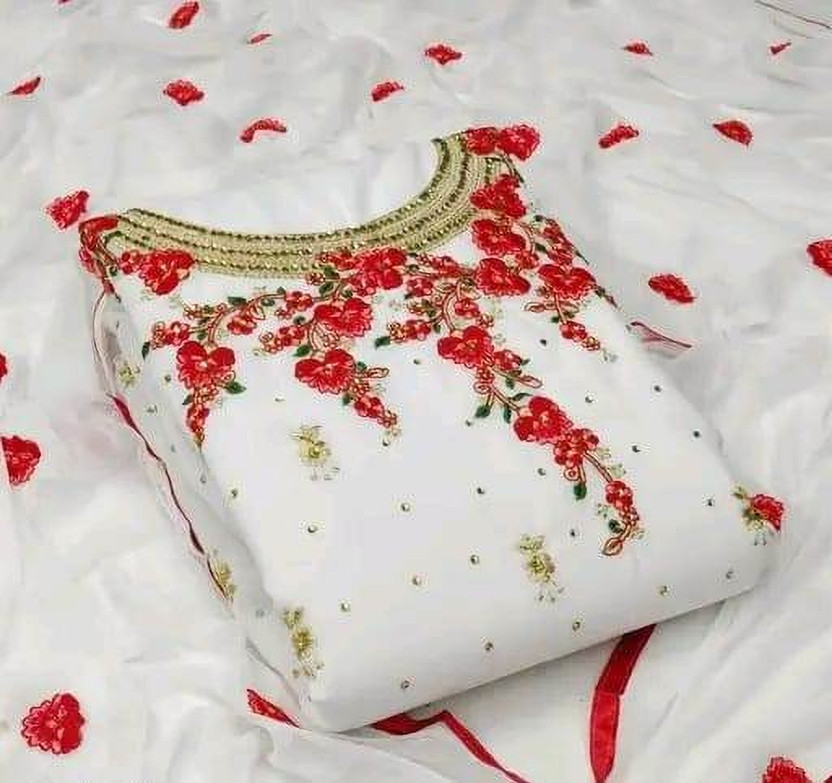 Fashion Of Z Cotton Silk Embroidered Salwar Suit Material