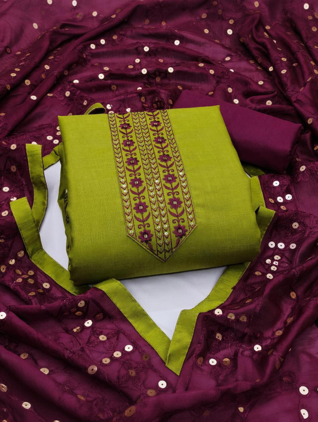 kritanya kritanya creation Cotton Blend Embroidered Kurta & Churidar Material - Flipkart Deal