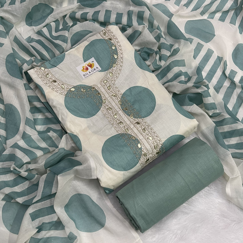 SILKORA Pure Cotton Printed Salwar Suit Material