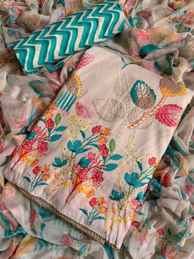 SIDHANI Cotton Blend Printed Salwar Suit Material