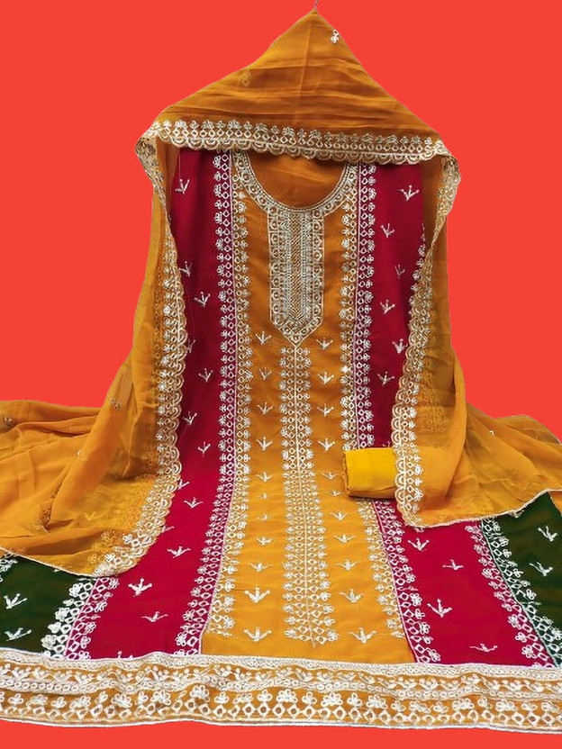 LADYPOTION Georgette Embellished Salwar Suit Material