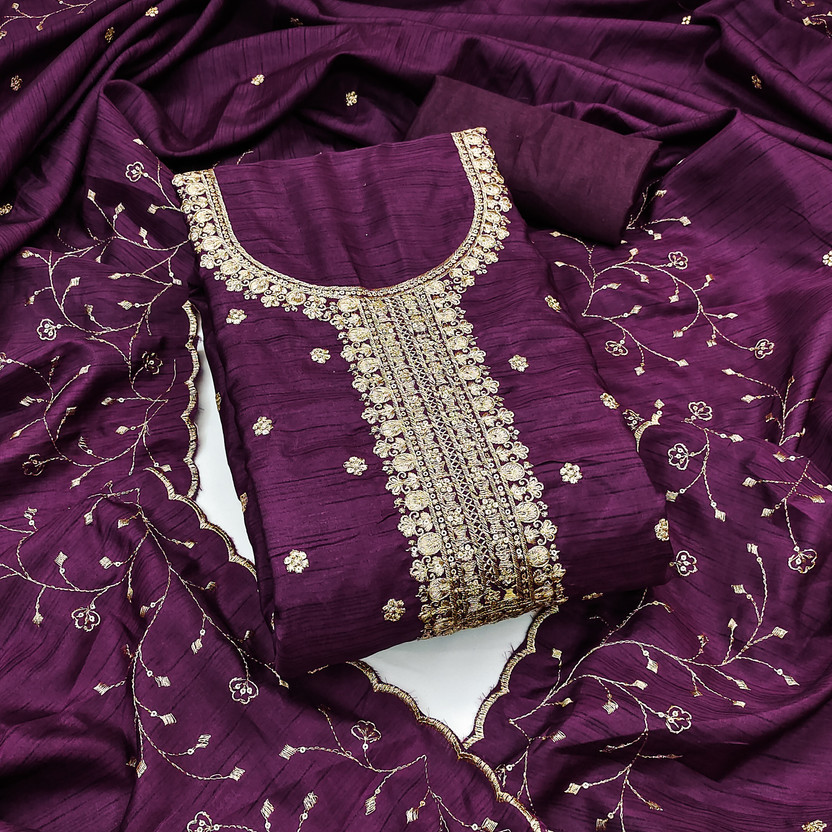 M FASHION Art Silk Embroidered Salwar Suit Material