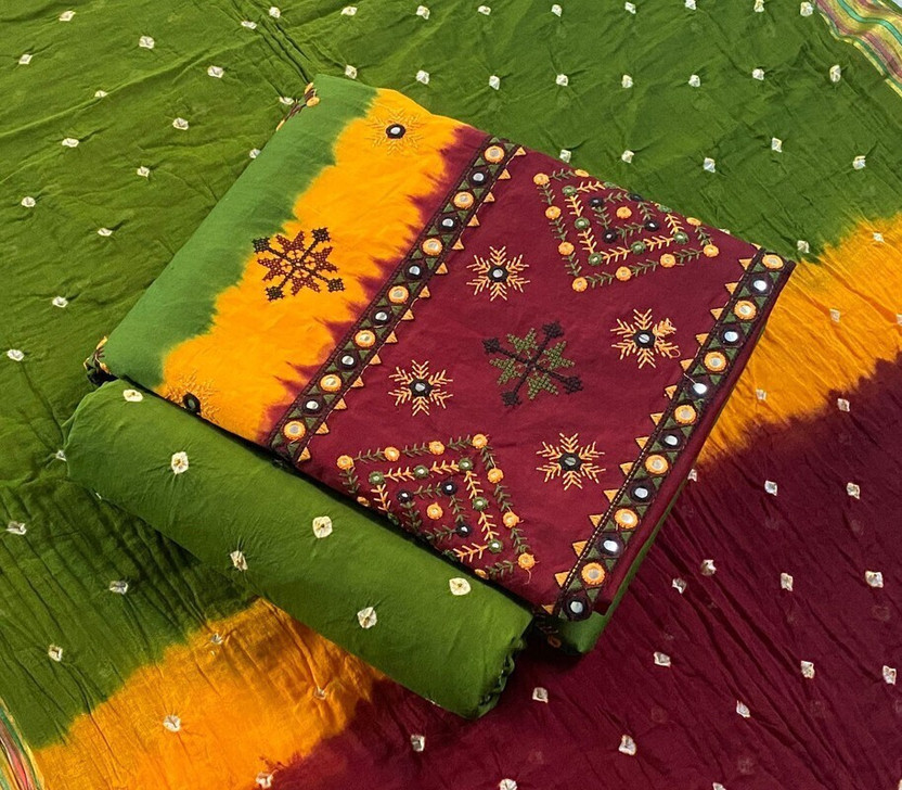 Drashti Creation Cotton Blend Embroidered Salwar Suit Material