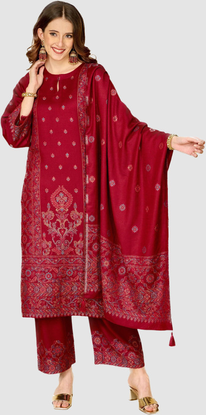 Safaa Acrylic Blend Self Design Kurta & Palazzo Material