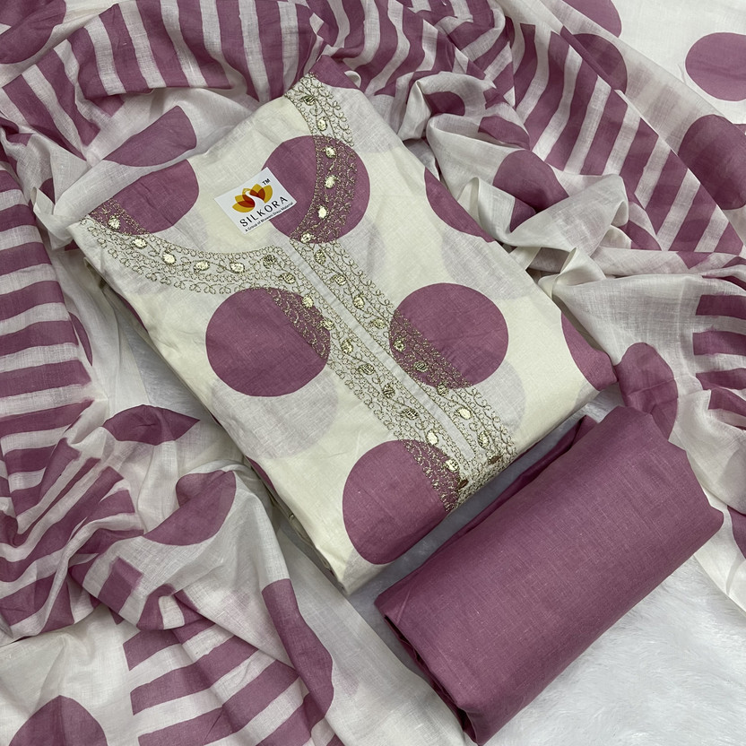 SILKORA Pure Cotton Printed Salwar Suit Material