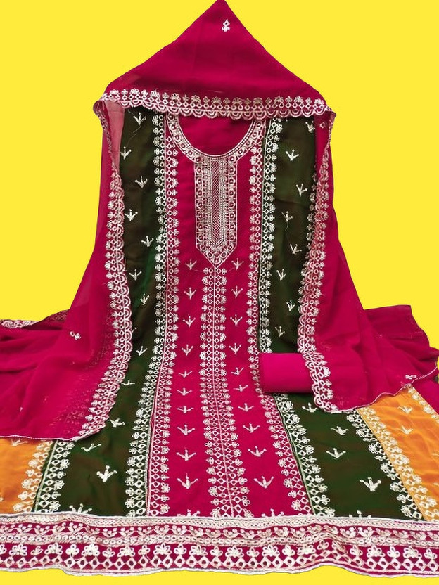 skyfiesta Georgette Geometric Print Salwar Suit Material