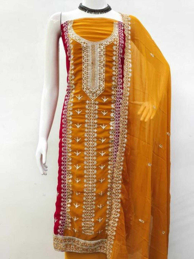 skyfiesta Georgette Dyed Salwar Suit Material