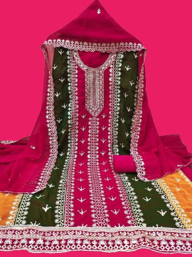 LADYPOTION Georgette Embroidered Salwar Suit Material