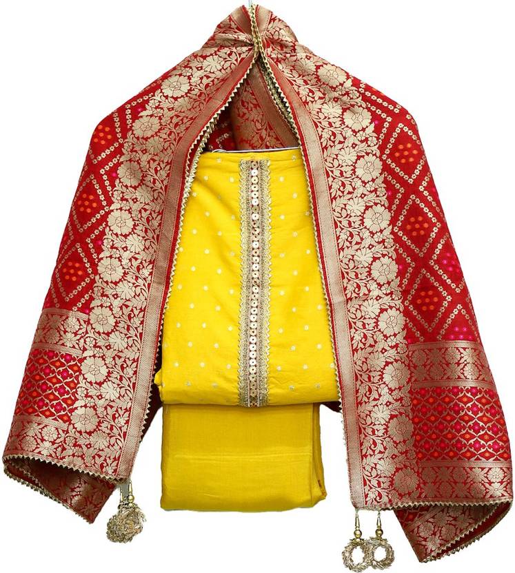 Desi Sandook Silk Blend Embellished Suit Fabric Price in India Buy