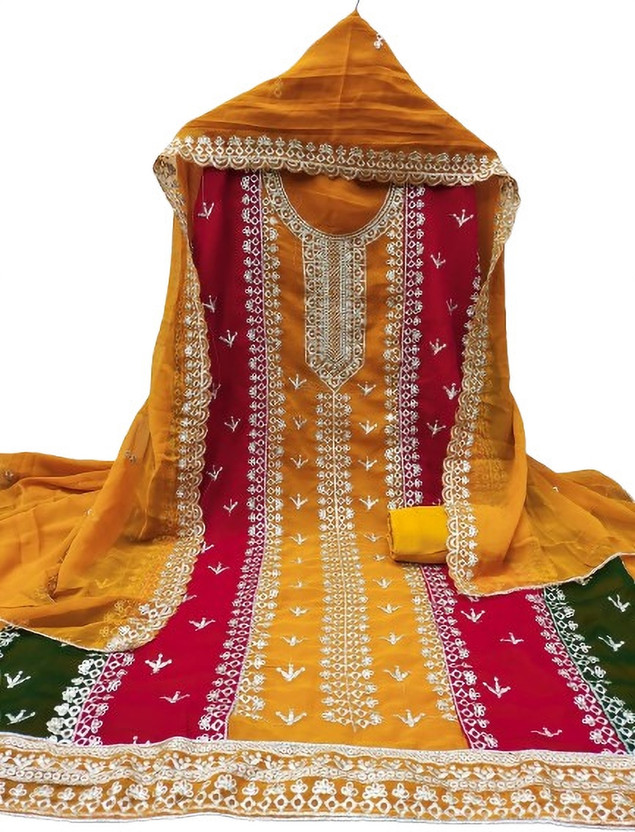 FUSIONVALLEY Georgette Embellished Salwar Suit Material