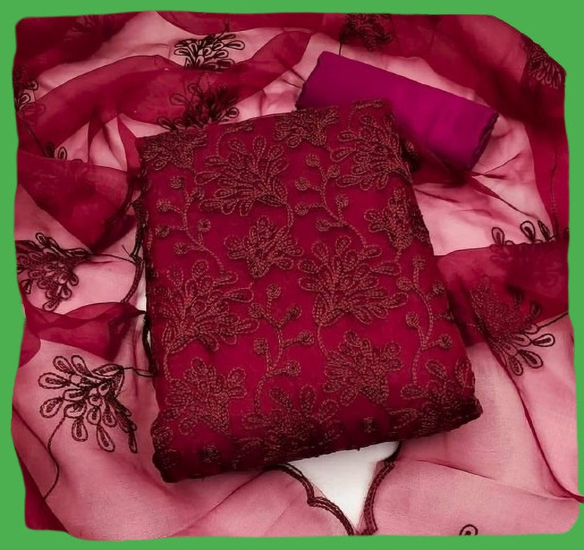 ETHNICBRITY Net/Lace Embroidered Salwar Suit Material