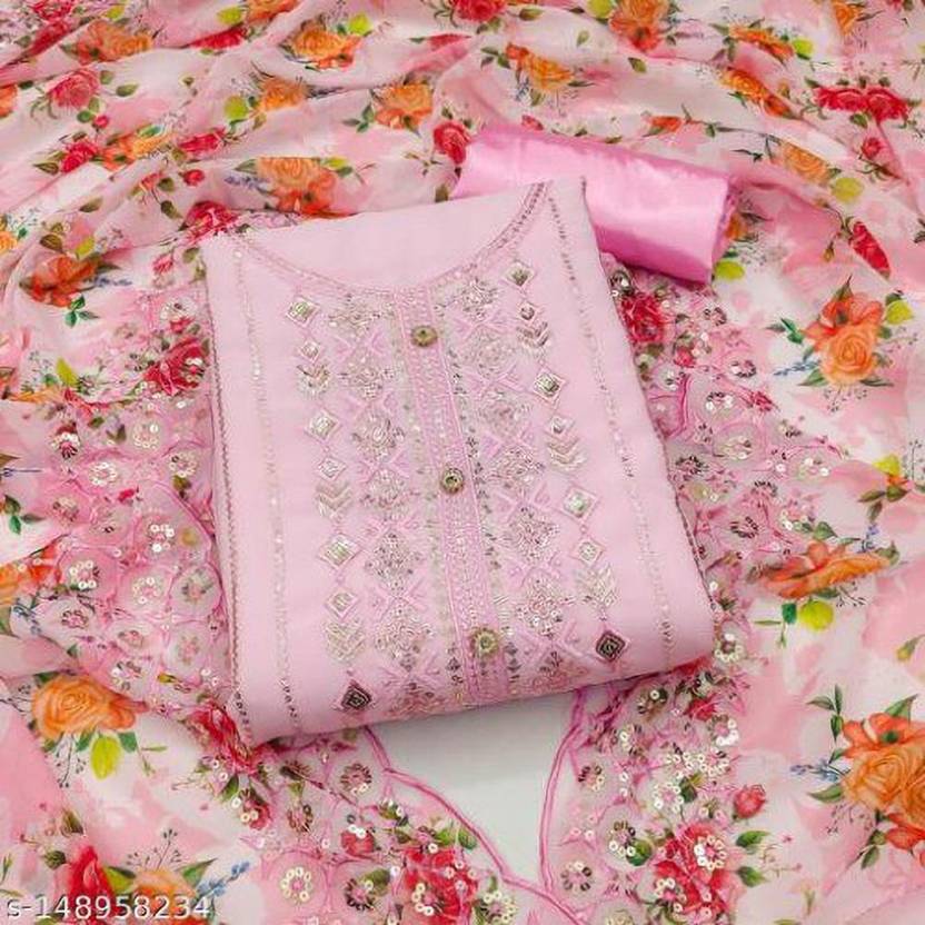 All In One Georgette Embroidered Kurta & Churidar Material Price