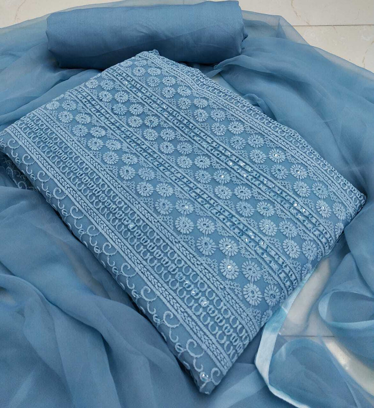 SWARNGANGA TEX Georgette Embroidered Salwar Suit Material