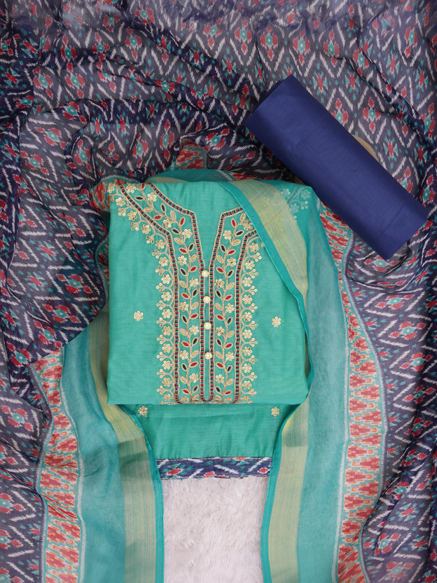 Tavas Chanderi Embroidered Salwar Suit Material